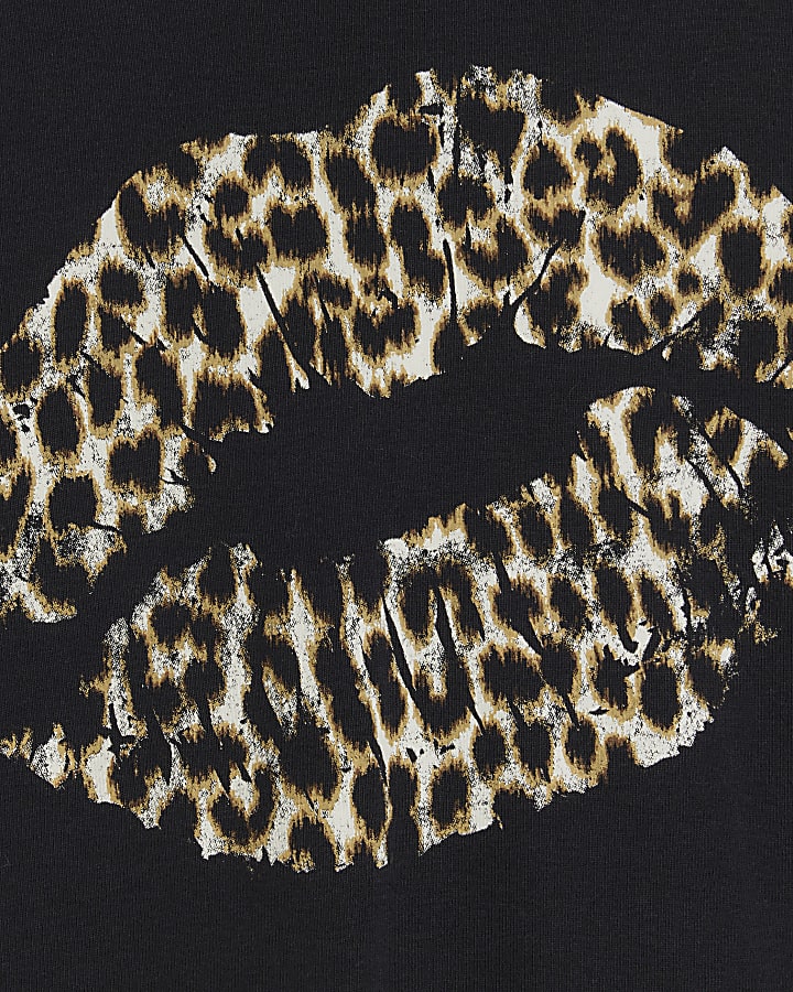 Black Leopard Lips T-Shirt