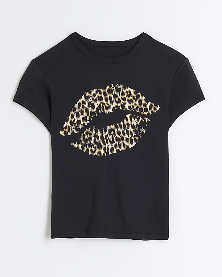 Black Leopard Lips T-Shirt