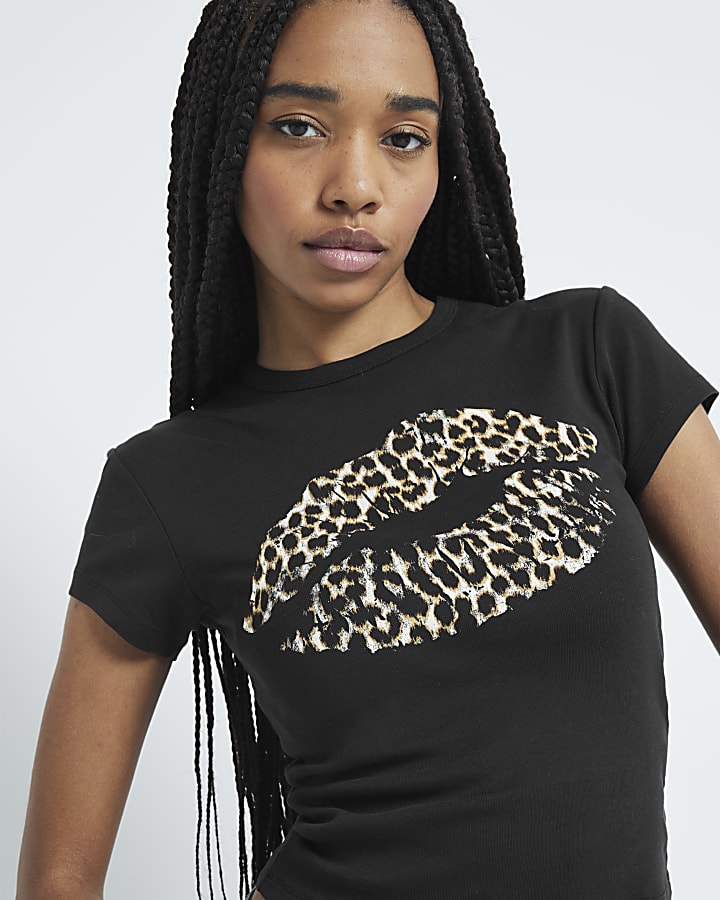 Black Leopard Lips T-Shirt