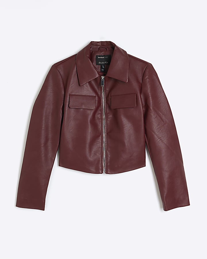 Red Faux Leather Jacket