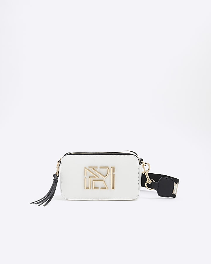 White RI Cross Body Camera Bag