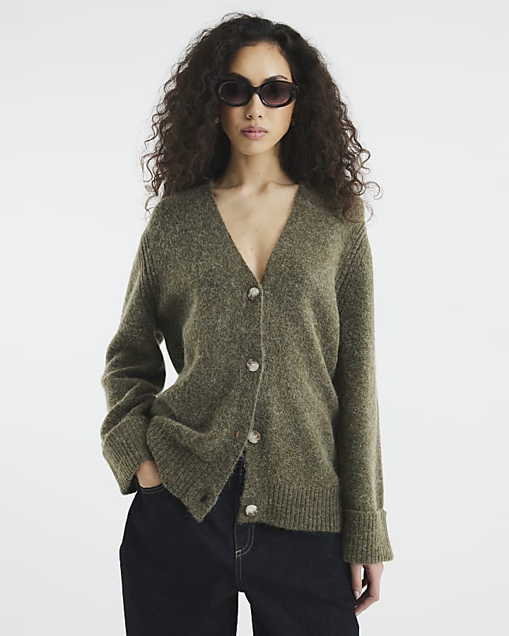 Khaki Knitted Cardigan