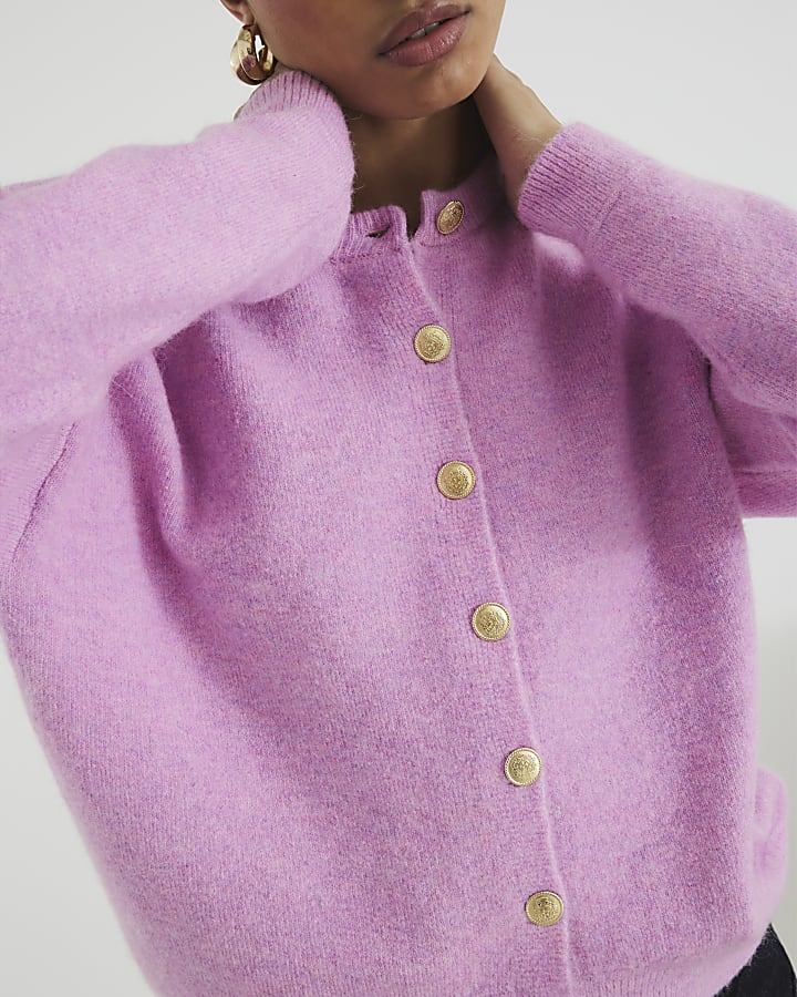 Pink Long Sleeve Oversized Cardigan