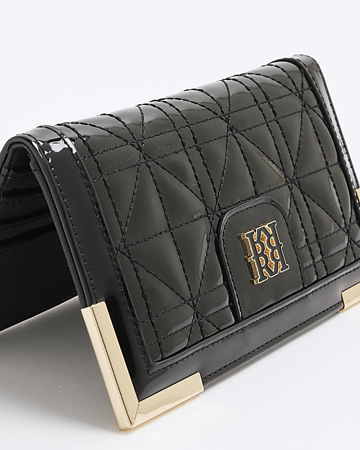 Black Patent Quilted Purse