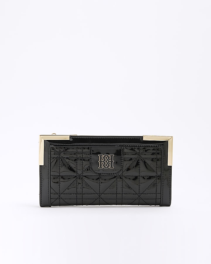 Black Patent Quilted Purse