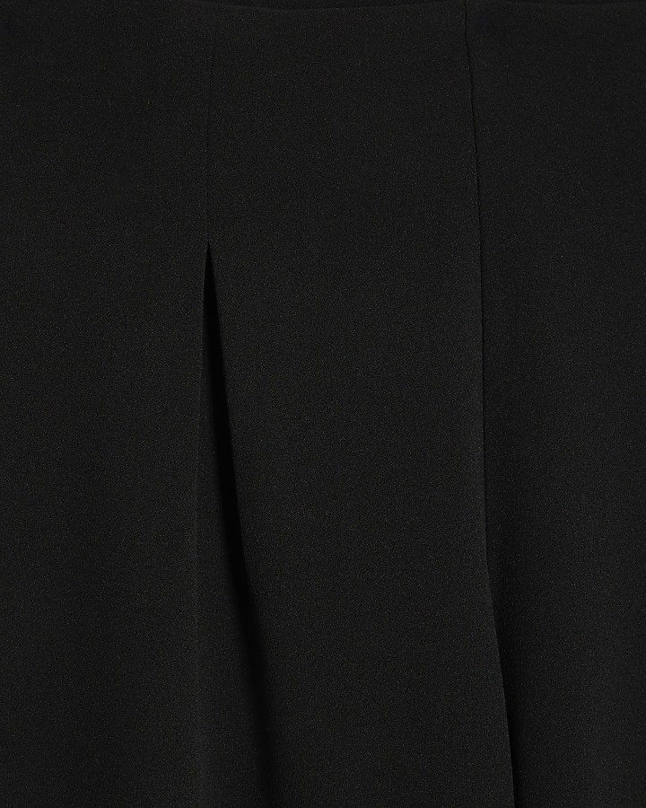 Black Inverted Pleat Wide Leg Trousers