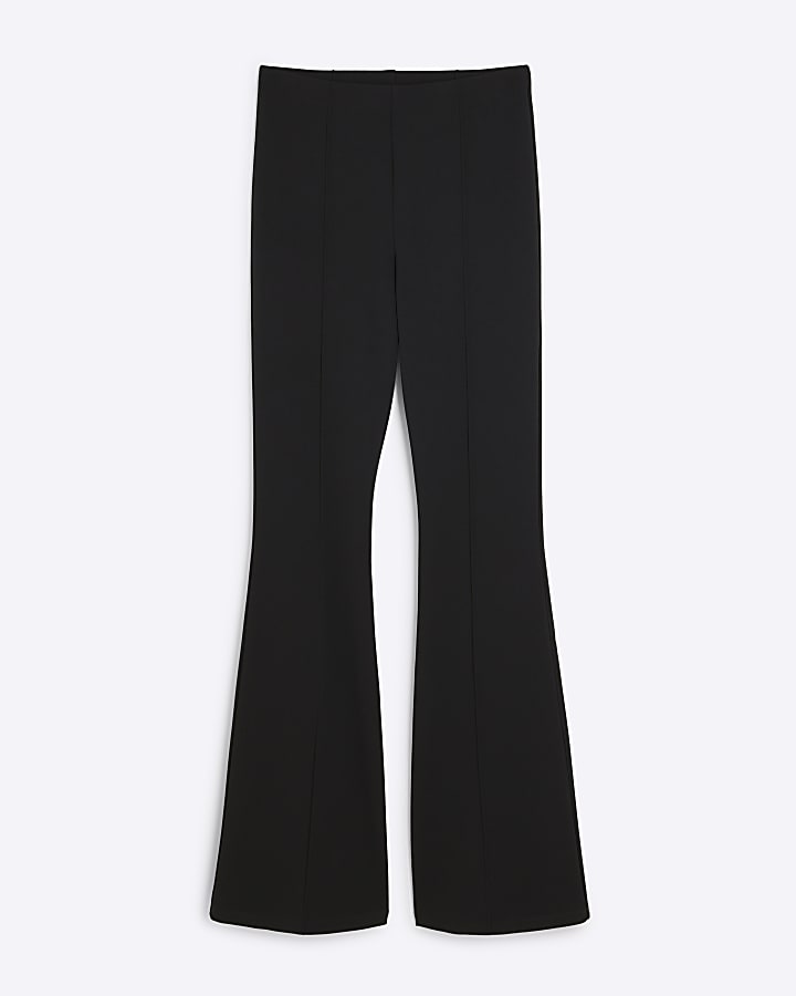 Black Flared Pull On Trousers