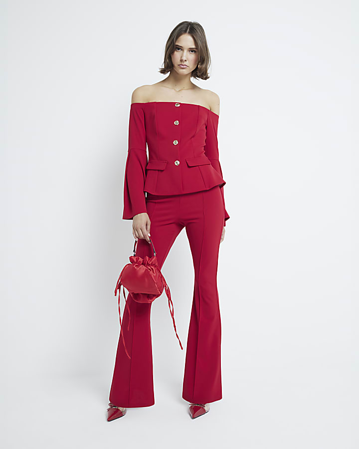 Red Bootcut Trousers