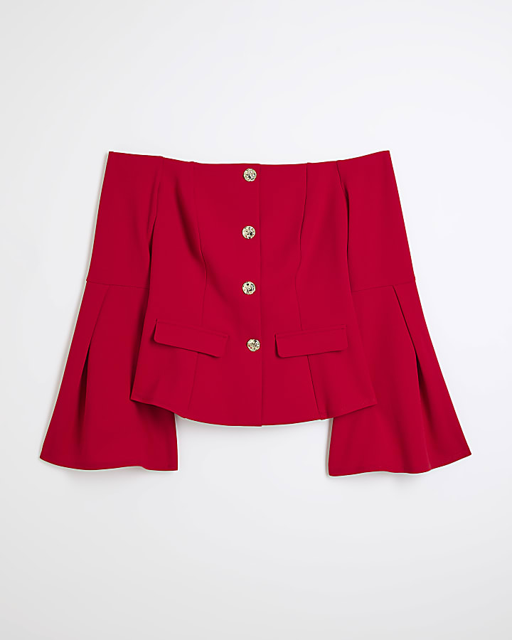 Red scuba bardot jacket