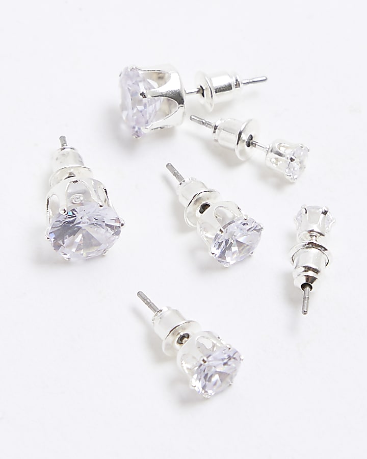 Silver 3 Pack Stud Earrings