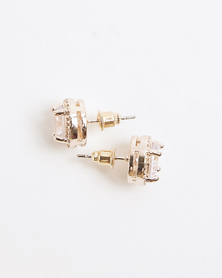 Rose Gold Halo Stud Earrings