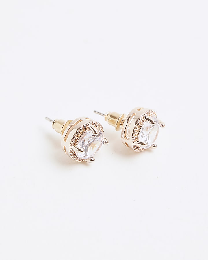 Rose Gold Halo Stud Earrings