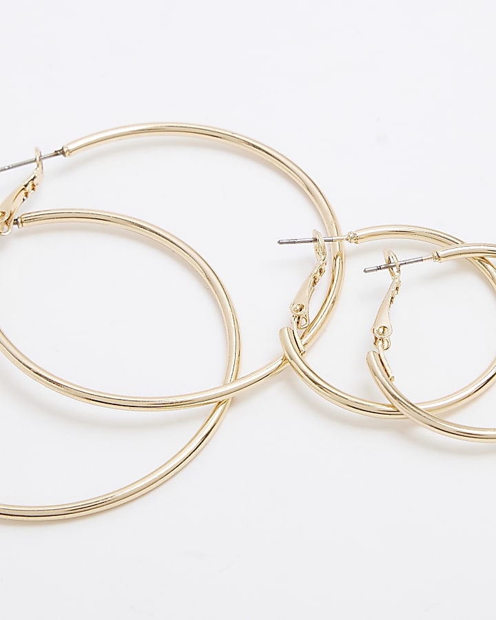 Pack of 3 Gold Mixed Hoop Earrings