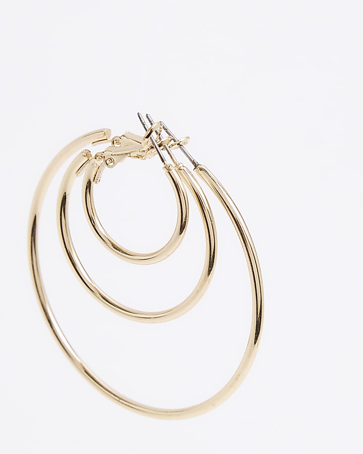 Pack of 3 Gold Mixed Hoop Earrings