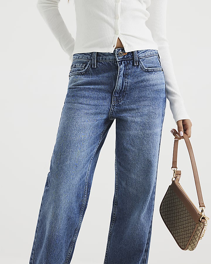 Petite Blue Relaxed Straight Jeans