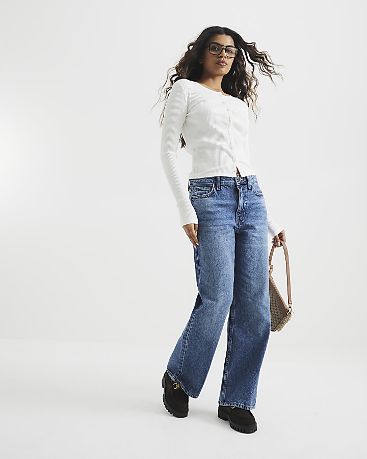 Petite Blue Relaxed Straight Jeans