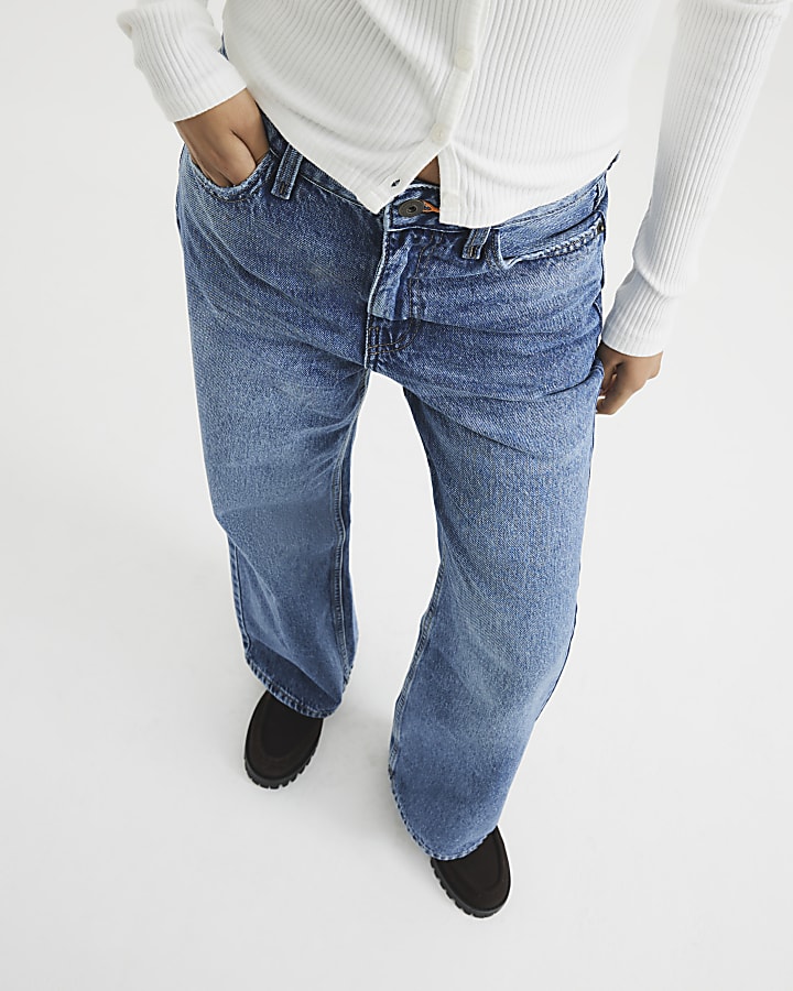 Petite Blue Relaxed Straight Jeans