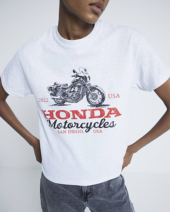 Grey Honda Motorbike Graphic T-Shirt