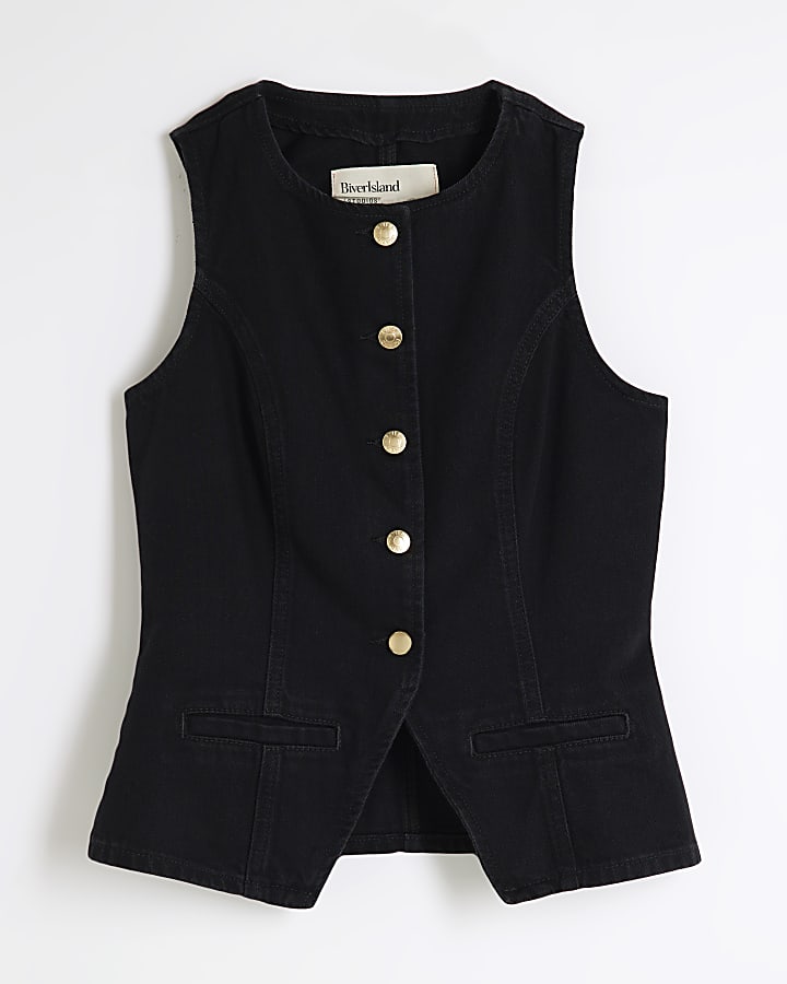 Black Denim Waistcoat