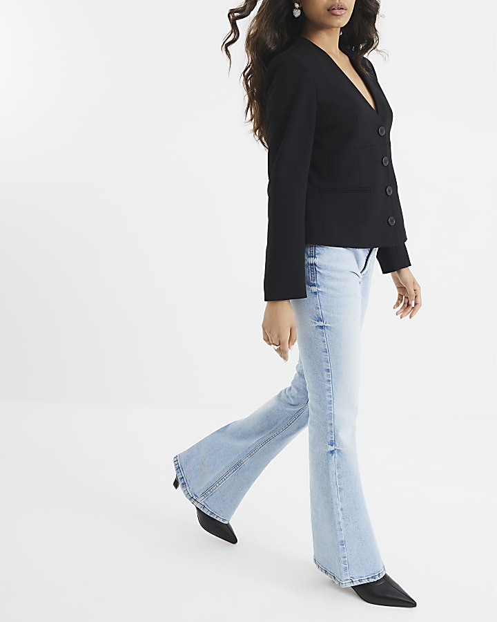 Petite Blue Bootcut Mid Rise Jeans