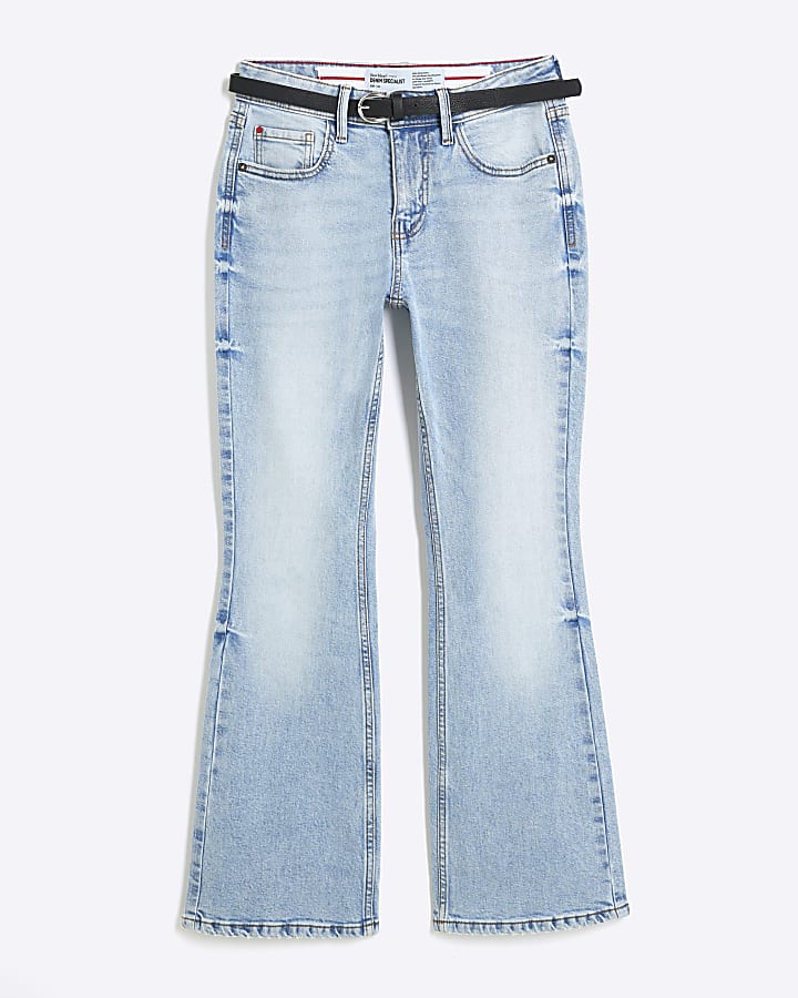 Petite Blue Bootcut Mid Rise Jeans