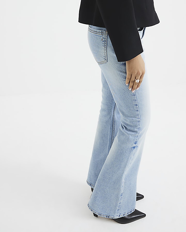 Petite Blue Bootcut Mid Rise Jeans