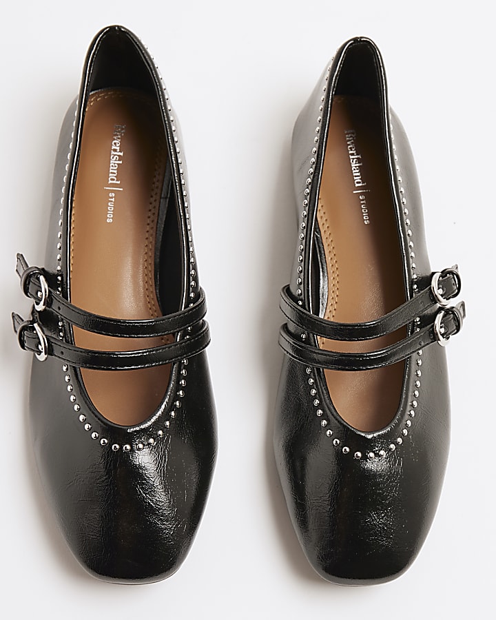 Black Studded Mary Jane Shoes