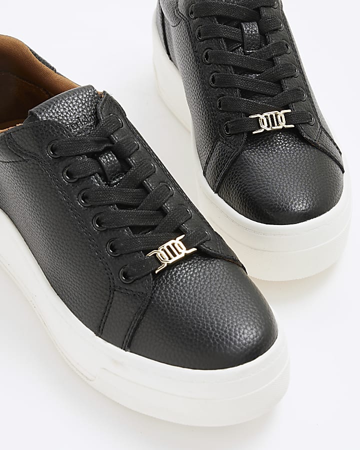 Black Platform Lace Up Trainers