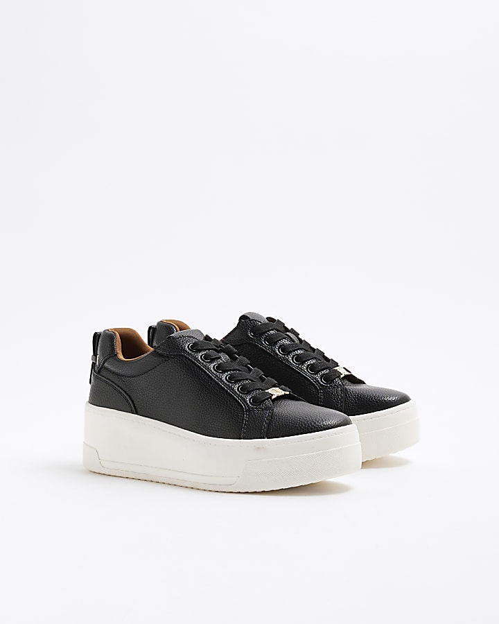 Black Platform Lace Up Trainers