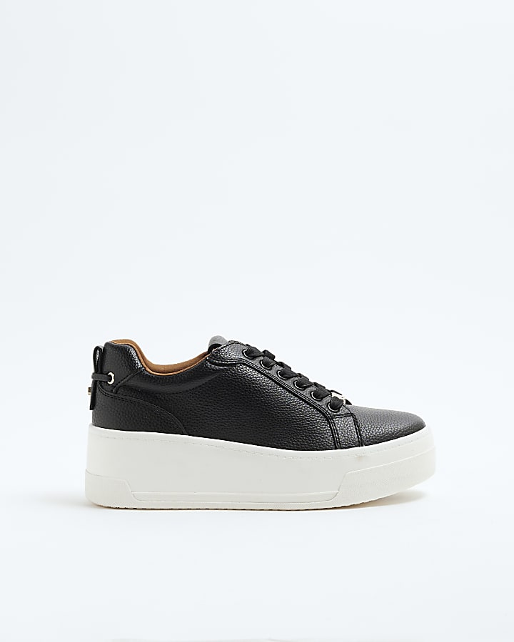 Black Platform Lace Up Trainers