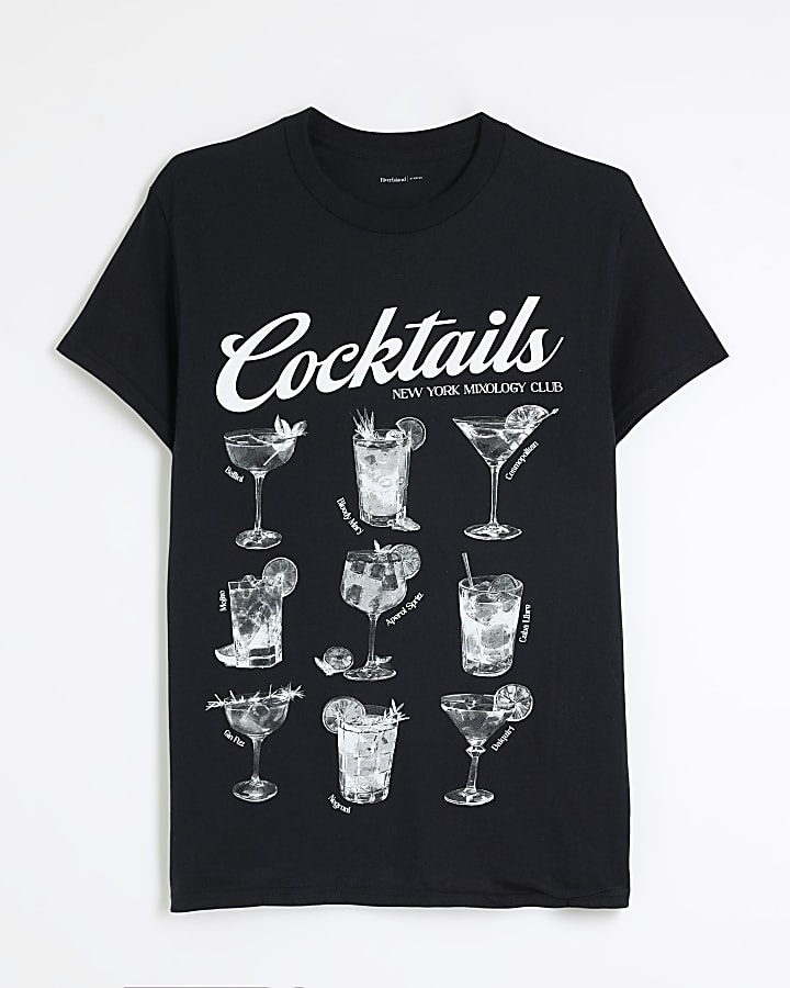 Black Cocktail Menu T-Shirt