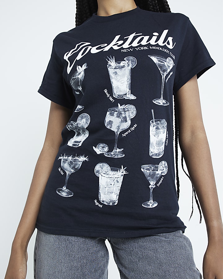 Black Cocktail Menu T-Shirt