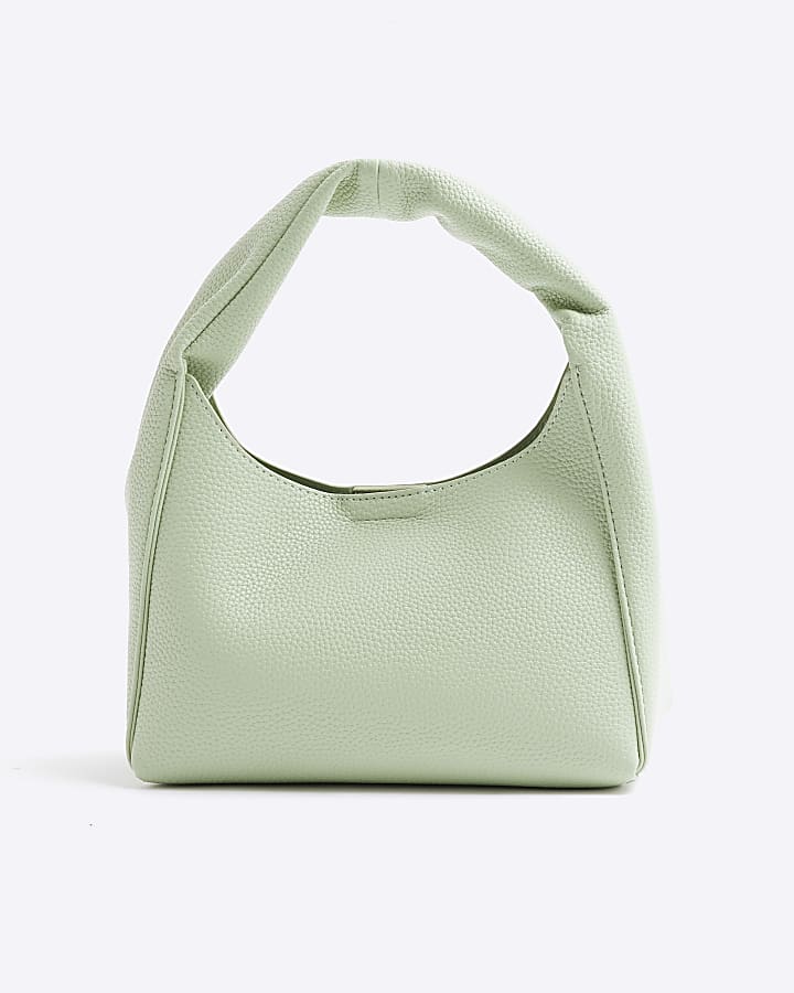 Green Faux Leather Debossed RI Scoop Bag