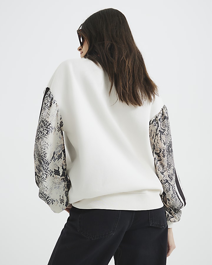 Cream Long Sleeve Snake Sleeve Sweatshirt