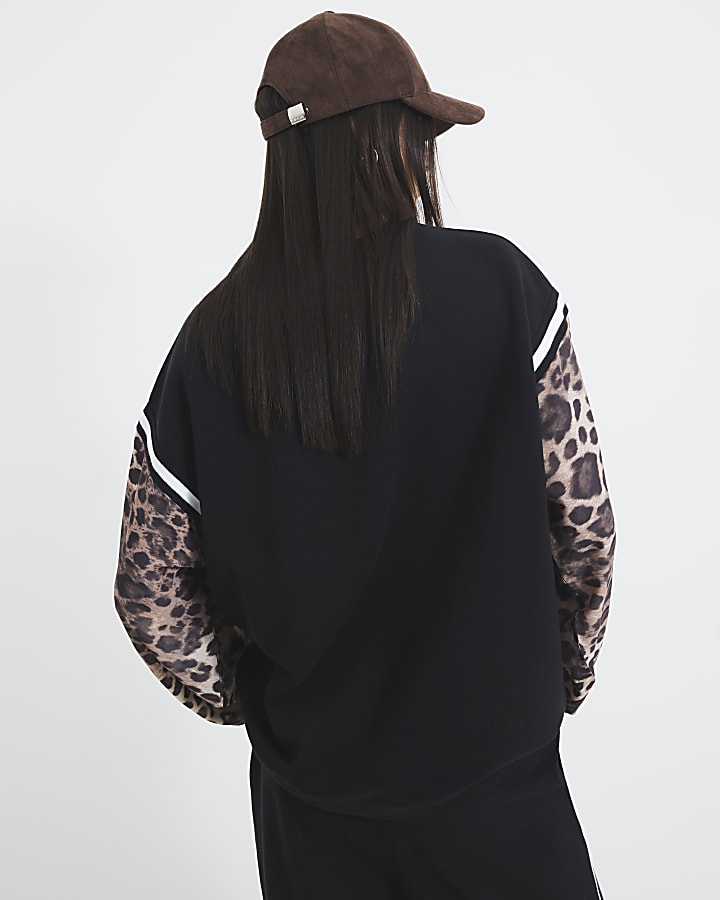 Black Leopard Print Sweatshirt