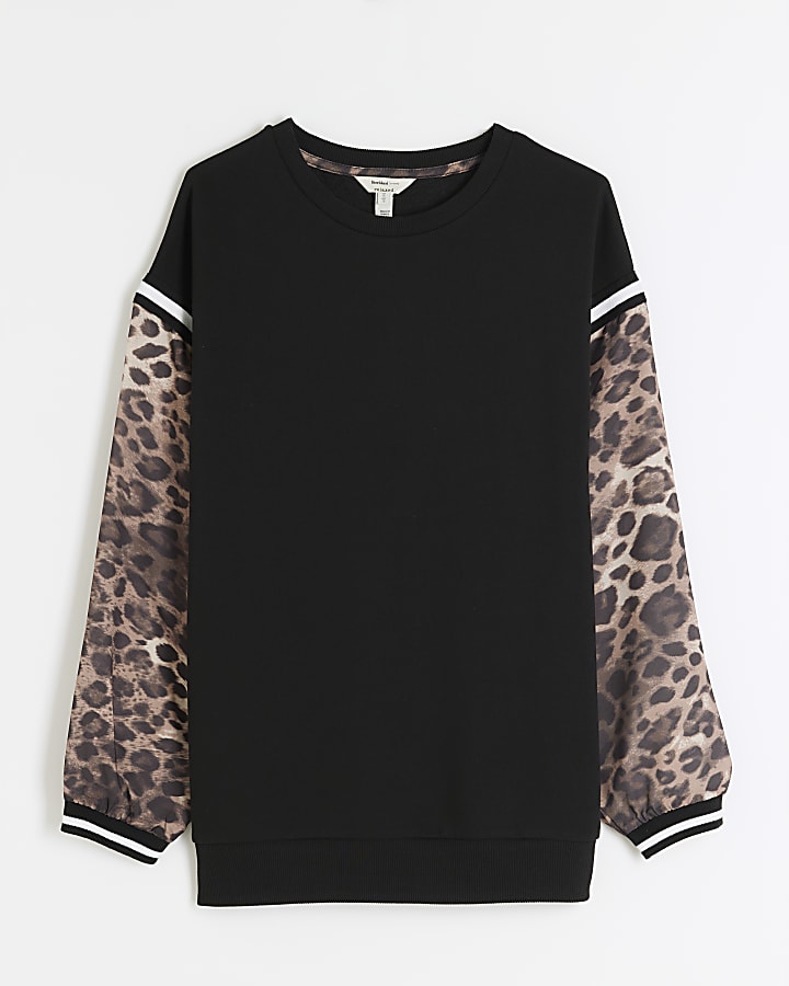 Black Leopard Print Sweatshirt