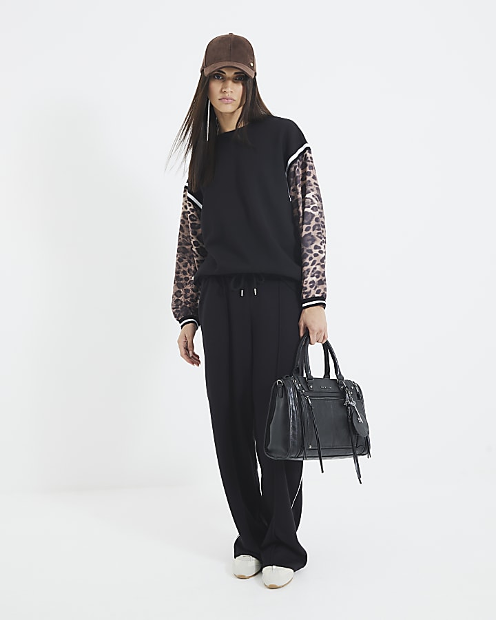 Black Leopard Print Sweatshirt