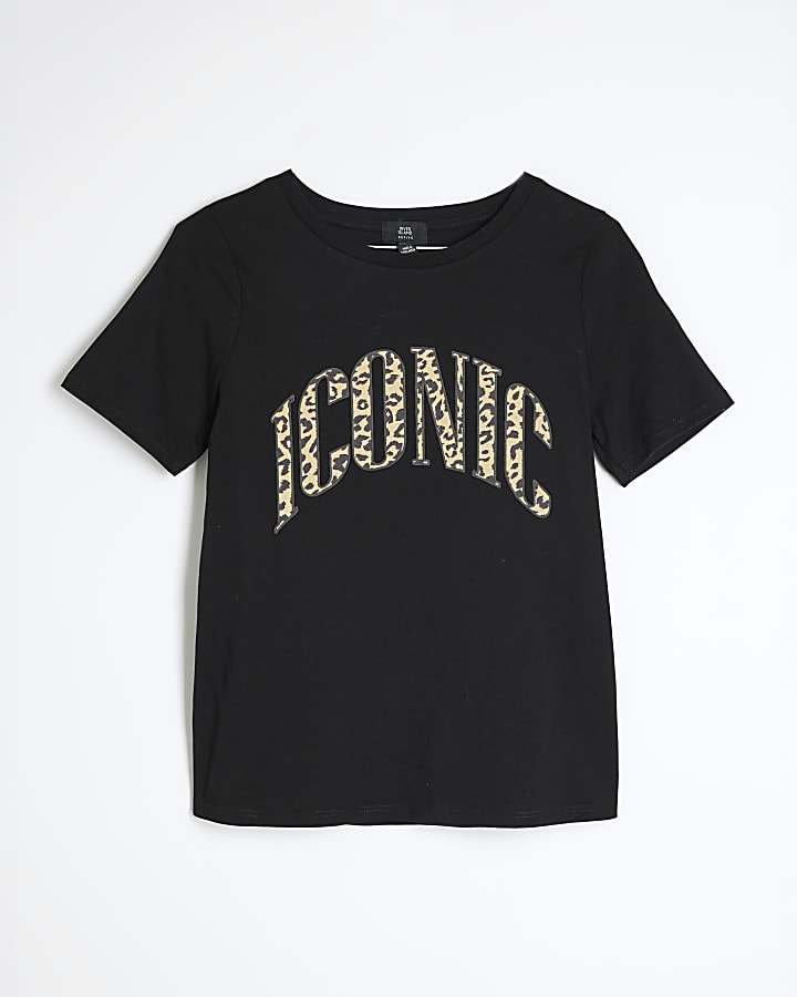 Petite Black Leopard Iconic T-Shirt