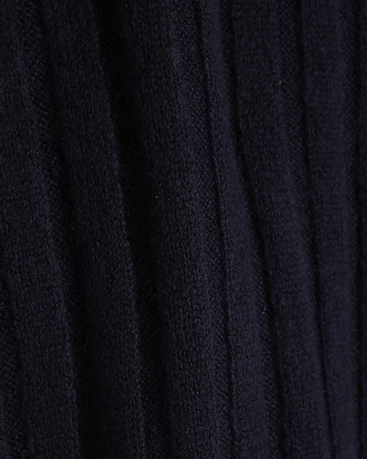 Navy Ribbed Tunic Top