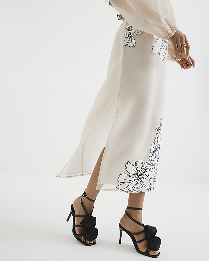 Petite Cream Floral Applique Maxi Dress