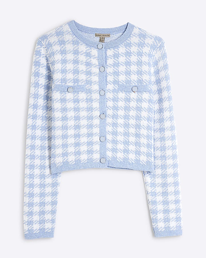 Blue Gingham Cardigan