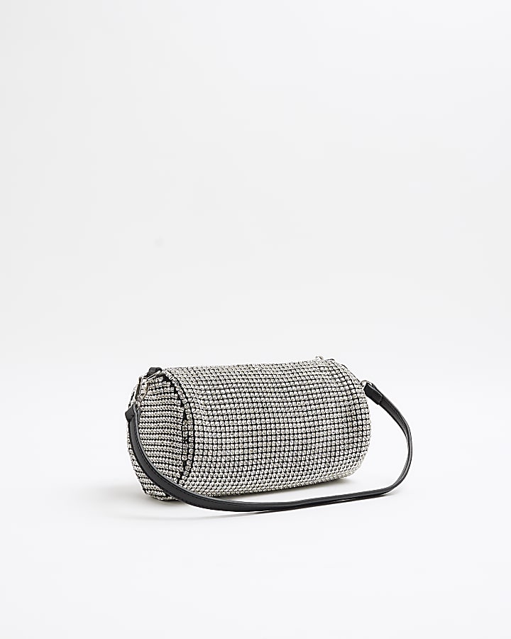 Silver Mesh Diamante Shoulder Bag