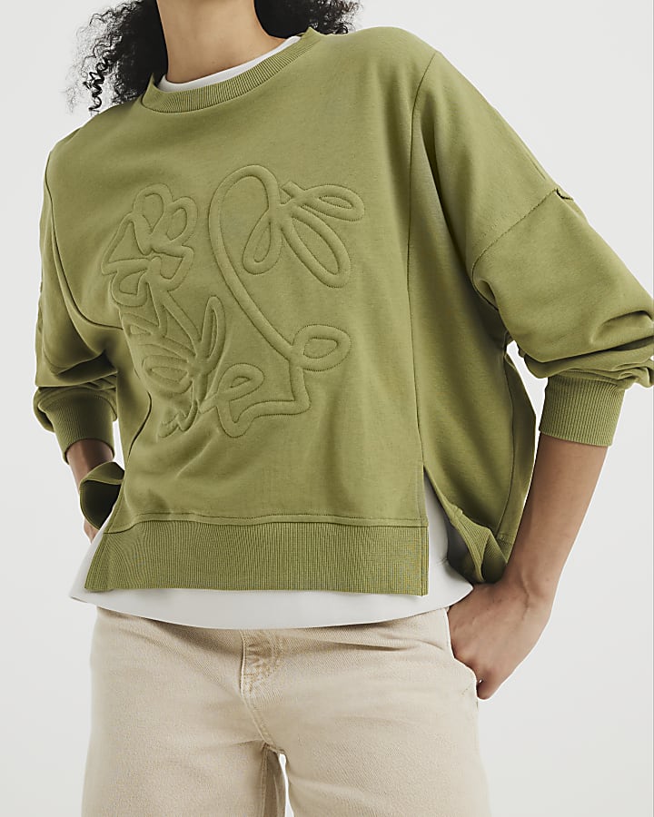 Green Embossed Sweatshirt