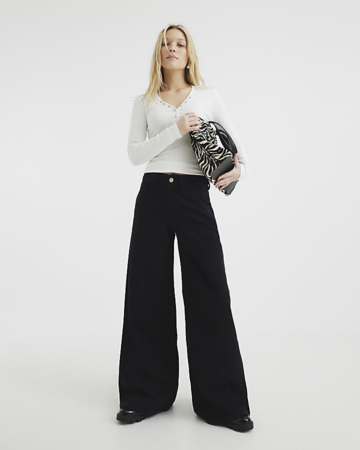 Black Palazzo Wide Leg Jeans