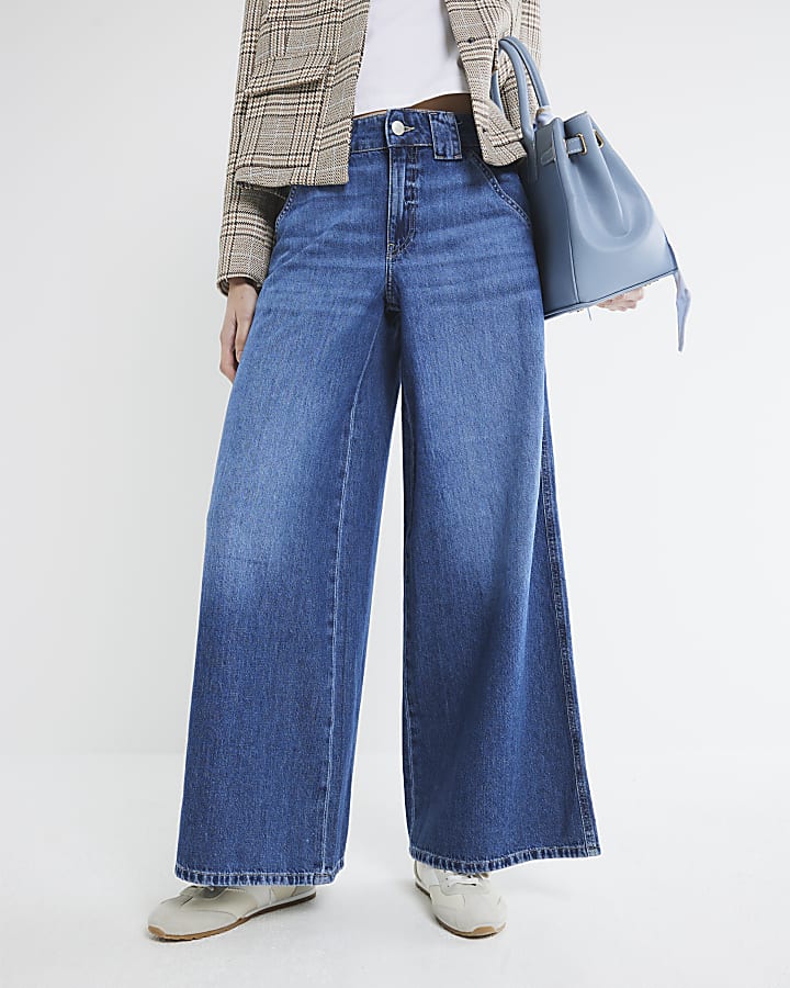 Blue Palazzo Wide Leg Jeans