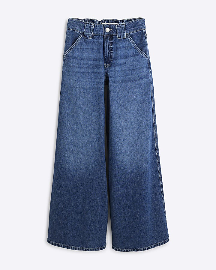 Blue Denim Palazzo Wide Leg Jeans