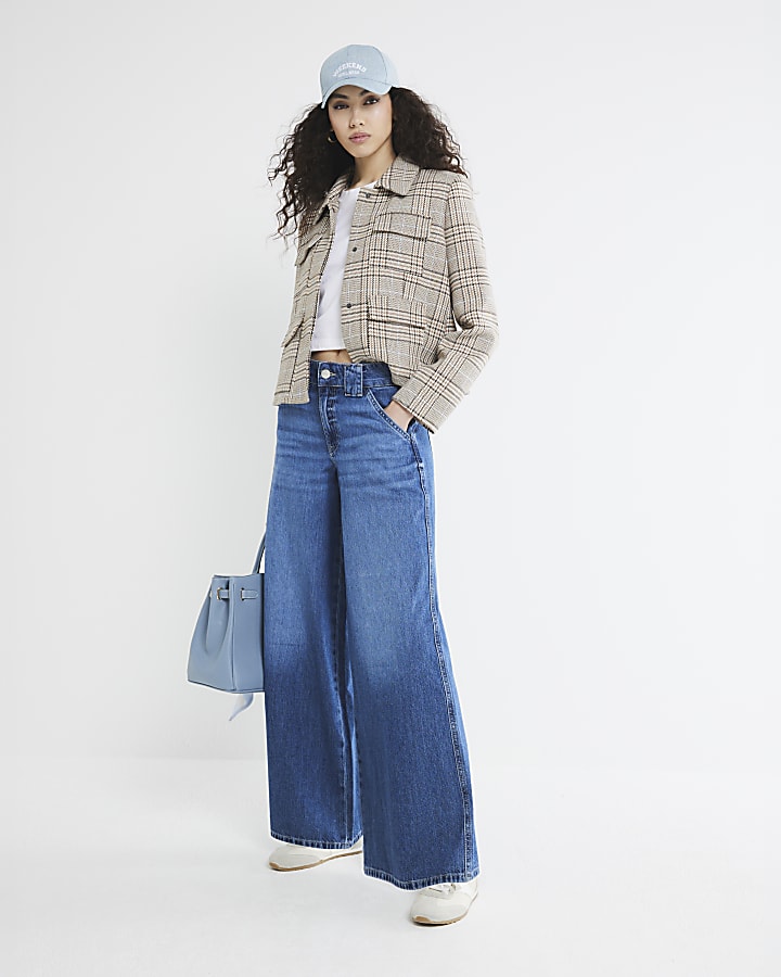 Blue Denim Palazzo Wide Leg Jeans