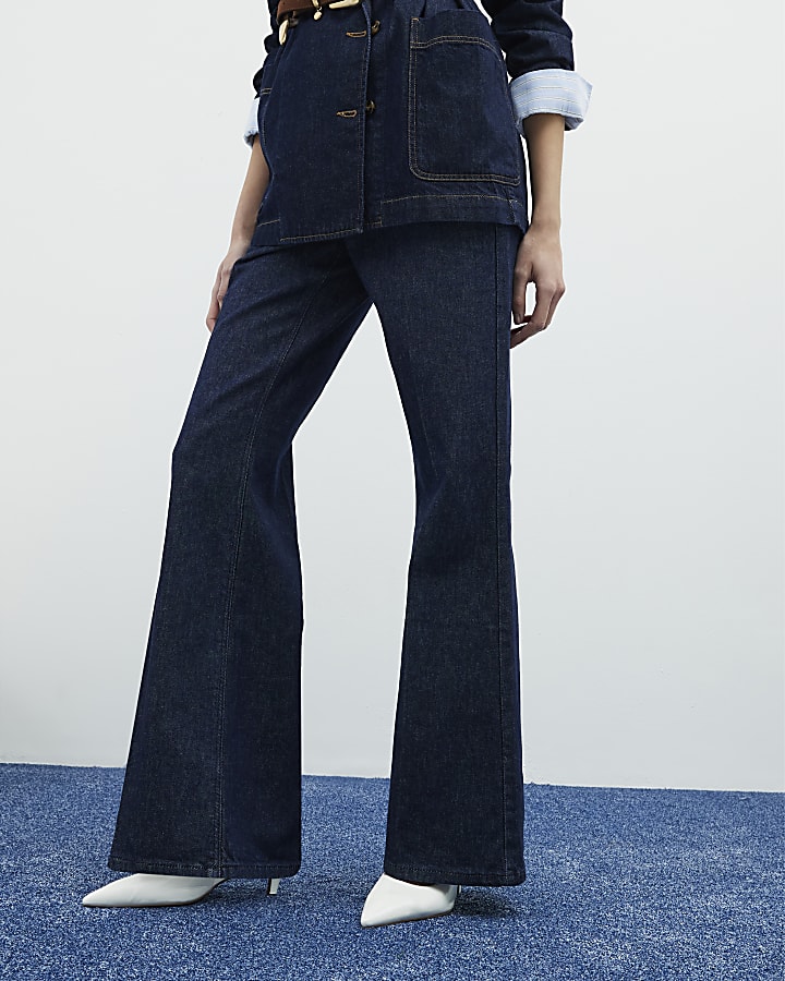 Indigo Wide Leg Jeans | River Island