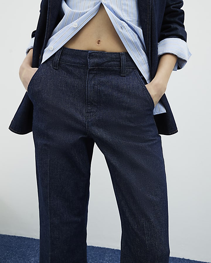 Indigo Wide Leg Jeans | River Island