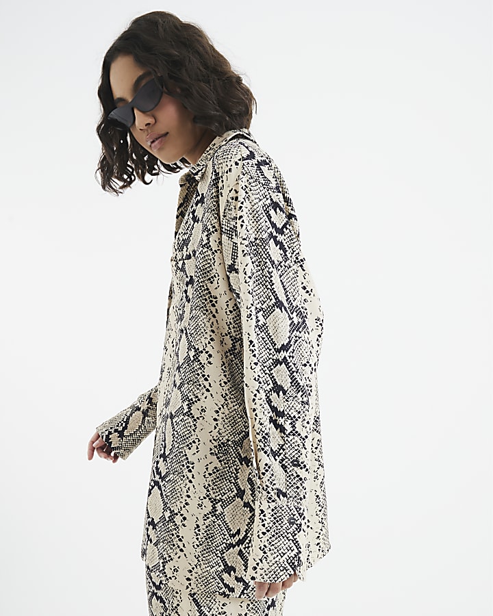 Cream Oversized Snake Shirt